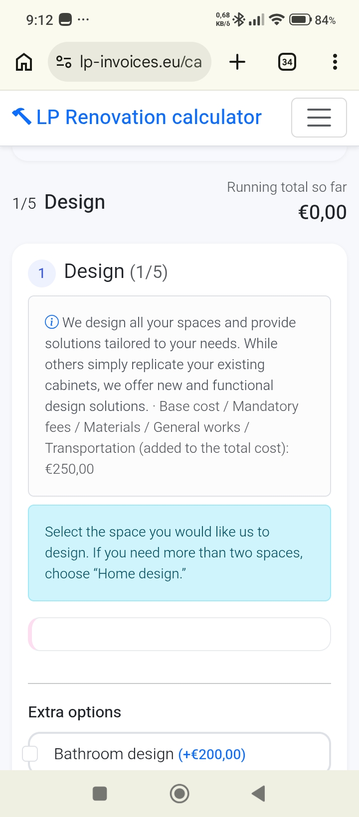 LP Renovation Calculator screenshot